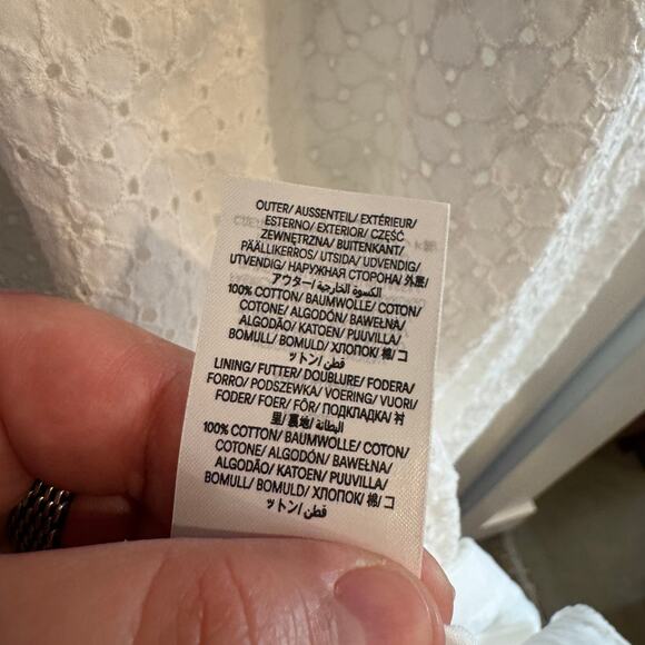 New Boden Broderie Midi Tea Dress White Eyelet Button Front Short Sleeve Sz 8 - Picture 6 of 7